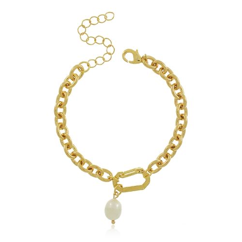 Pulseira Elos Fecho Mosquetão Pérola Barroca