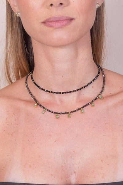 Choker Cristais Canutilhos Entremeios