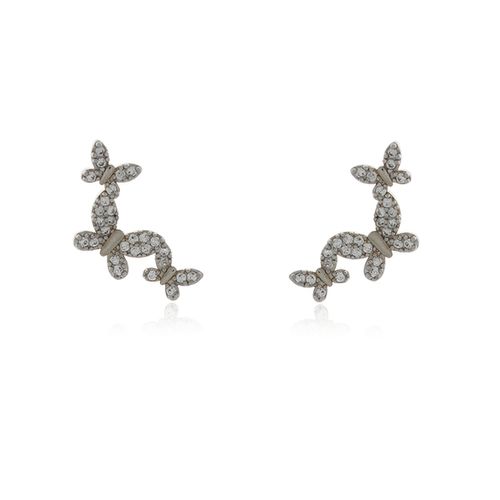 Ear Cuff Três Borboletas Cravejadas