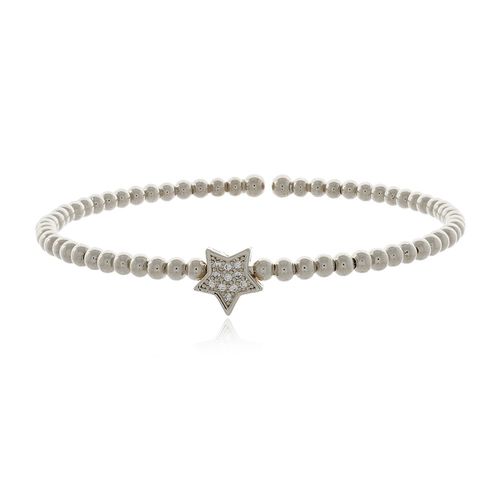 Bracelete Estrela Cravejada Aro Bolas Lisas