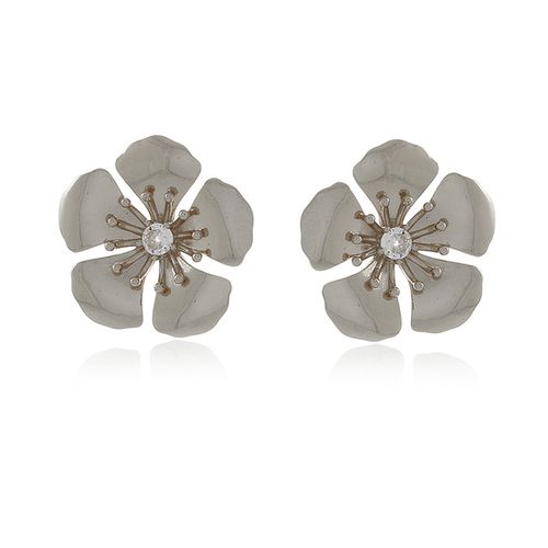 Brinco Flor Bolinhas Lisas Miolo Ponto Luz