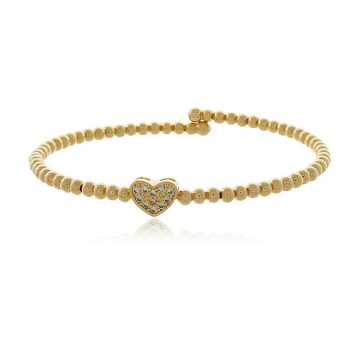 Bracelete Aro Bolinhas Coração Cravejado