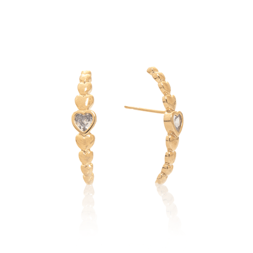 Ear Hook Corações Lisos Pedra Coração Meio