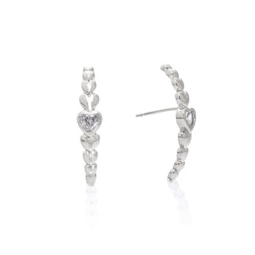 Ear Hook Corações Lisos Pedra Coração Meio