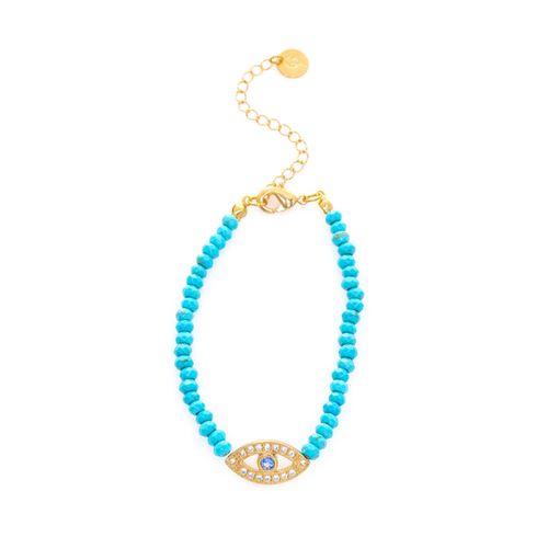 Pulseira Pedras Jade Olho Grego Cravejado