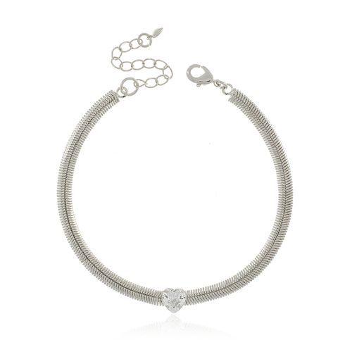 Pulseira Malha Pedra Coração Alta
