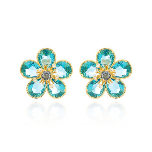 Brinco Flor Pedras Miolo Ponto de Luz
