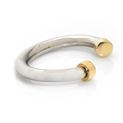 Bracelete Aberto Tubular Liso Ponteiras Circulares