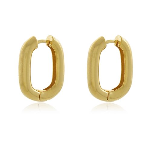 Argola Oval Larga Tubular Lisa