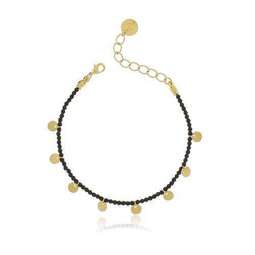 Pulseira Cristais Círculos Lisos Pendurados