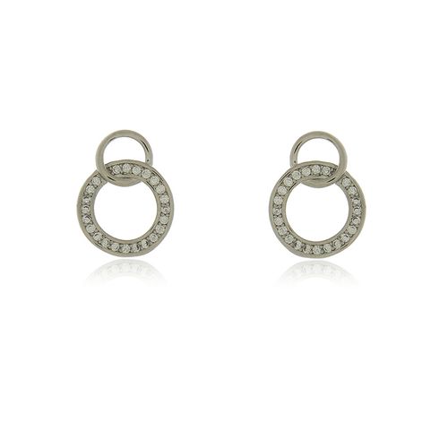 Brinco Círculos Entrelaçados Liso Cravejado