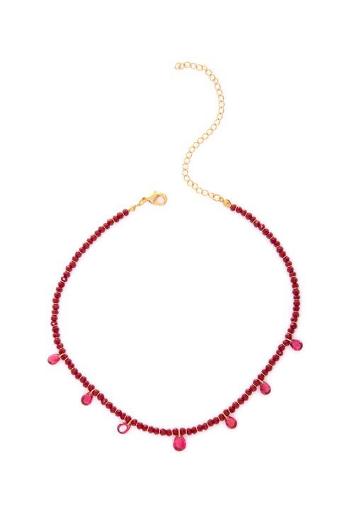 Choker Cristais Pedras Gotas Rodelas