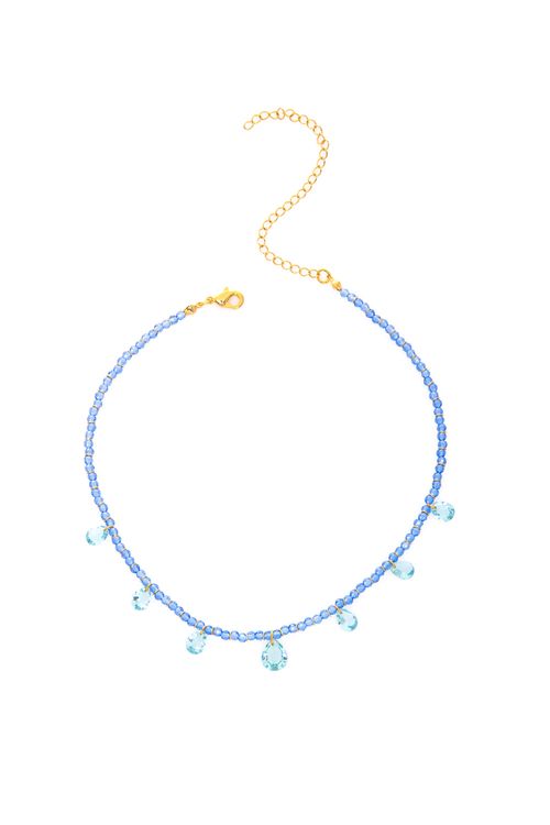 Choker Cristais Pedras Gotas Rodelas