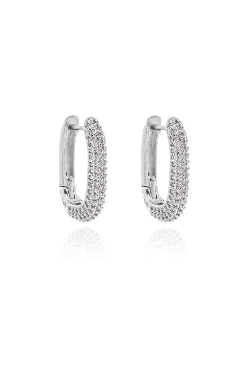 Argola Oval Metade Cravejada