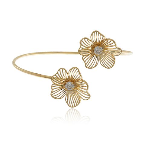 Bracelete Flores Pétalas Vazadas Pontos de Luz