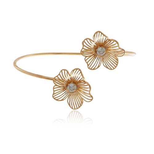 Bracelete Flores Pétalas Vazadas Pontos de Luz