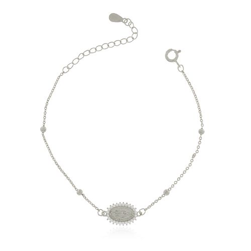 Pulseira Nossa Senhora Volta Cravejada Bolinhas Lisas