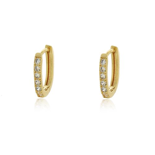 Argola Oval Metade Cravejada