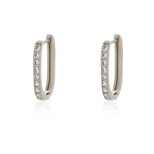 Argola Oval Metade Cravejada