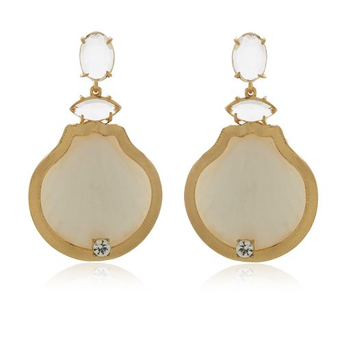 Brinco Concha Pedras Variadas