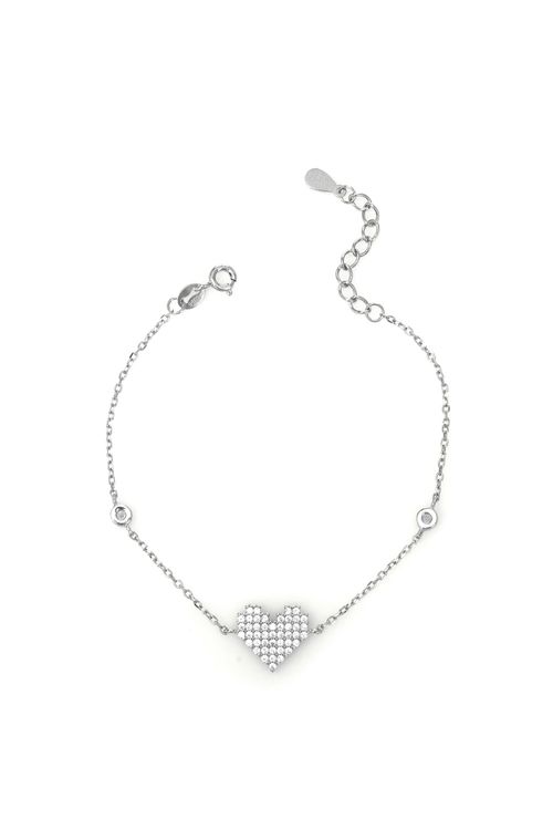 Pulseira Coração Cravejado Pontos de Luz