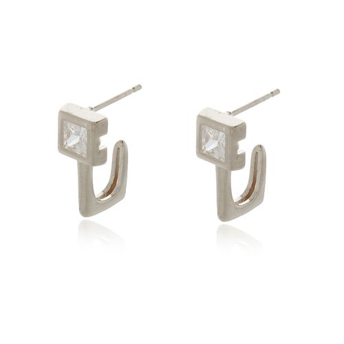 Argola Pedra Quadrada Volta Lisa