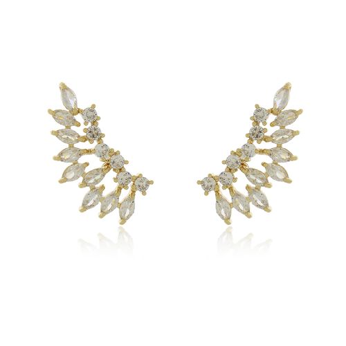 Ear Cuff Pedras Folhas Pontos de Luz