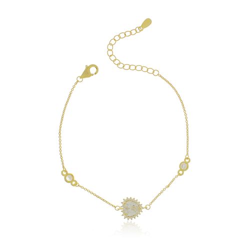 Pulseira Pedra Coração Volta Cravejada Pontos de Luz