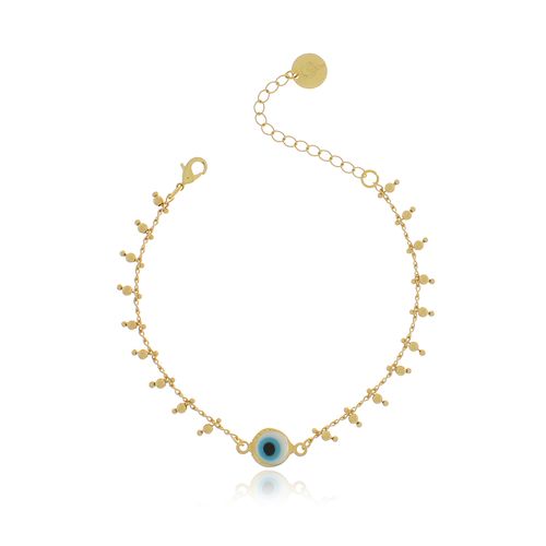 Pulseira Corrente Bolinhas Olho Grego