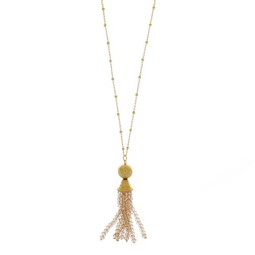 Colar Longo Corrente Bolinhas Esfera Cacho Cristais