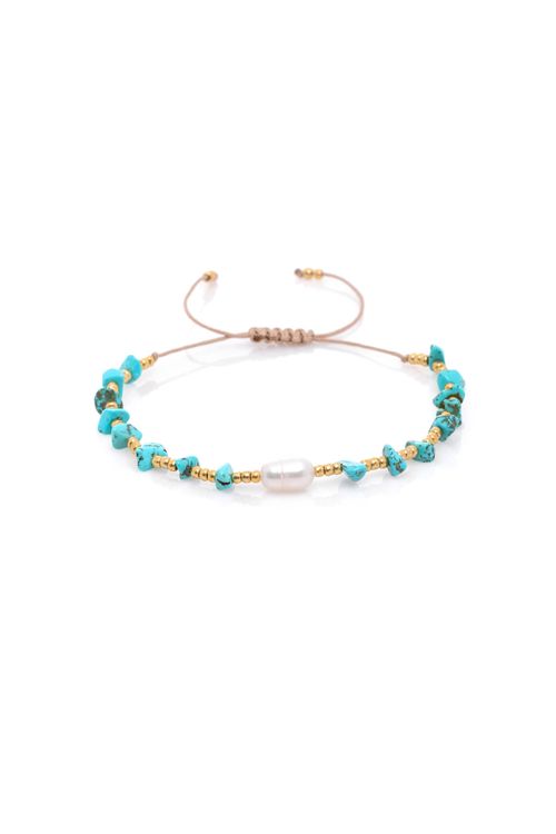 Pulseira Shambala Pedras Bolinhas Lisas Pérola