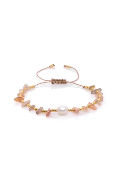 Pulseira Shambala Pedras Bolinhas Lisas Pérola