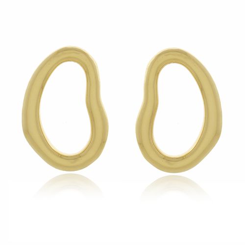 Brinco Oval Ondulado Vazado