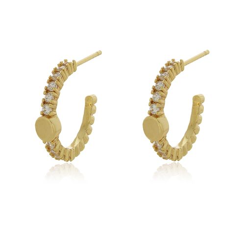Argola Cravejada Círculos Lisos P