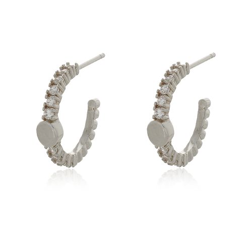Argola Cravejada Círculos Lisos P