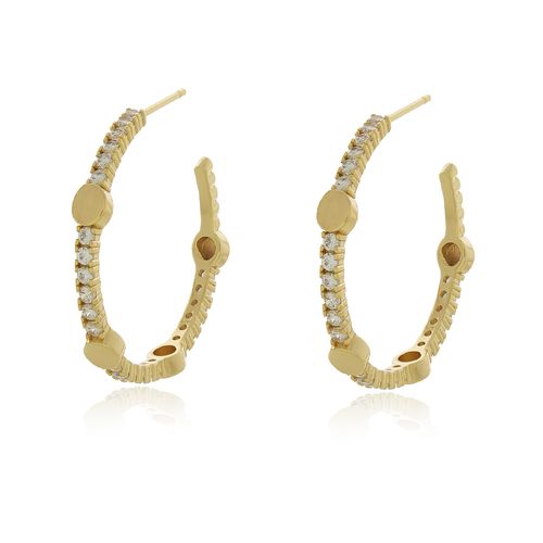 Argola Cravejada Círculos Lisos GG
