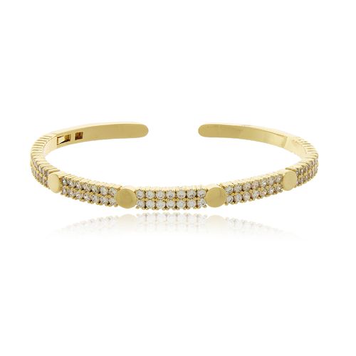 Bracelete Aro Cravejado Círculos Lisos