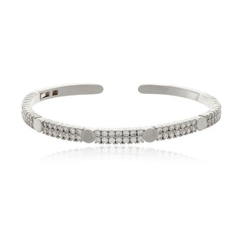 Bracelete Aro Cravejado Círculos Lisos