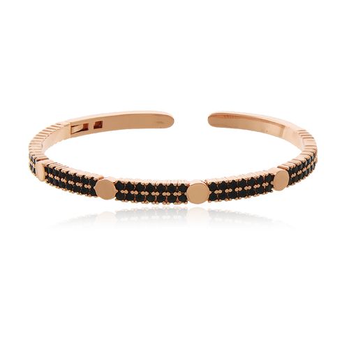 Bracelete Aro Cravejado Círculos Lisos