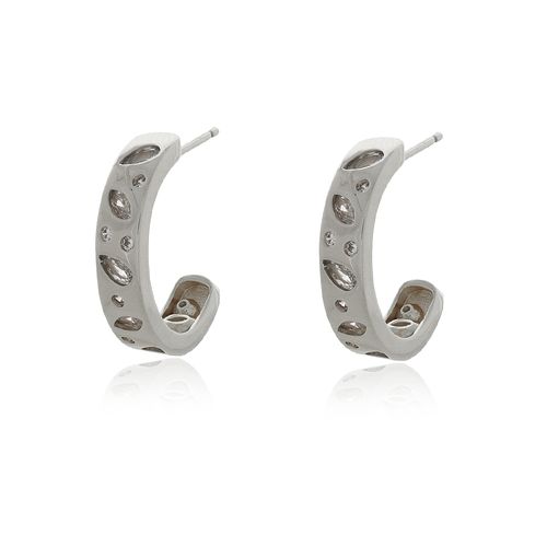 Argola Pedras Gotas Folhas Pontos de Luz