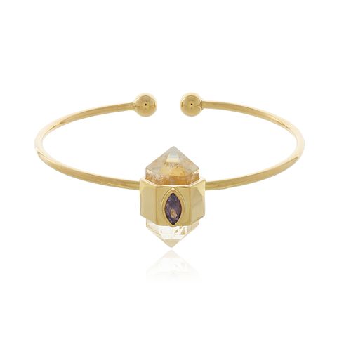 Bracelete Quartzo Cristal Pedra Folha