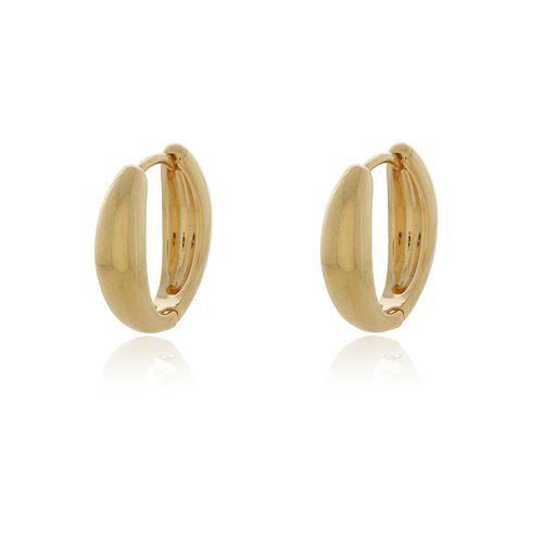 Argola Oval Meio Achatada