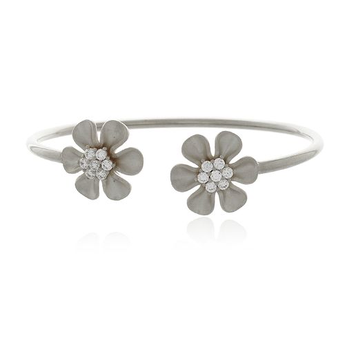 Bracelete Flor Pétalas Concavas Miolo Cravejado