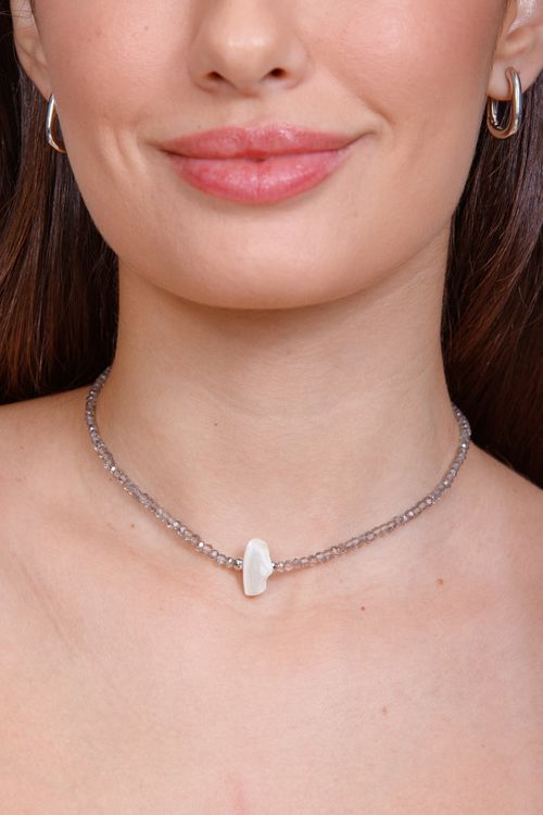 Choker Cristais Cascalho Madrepérola