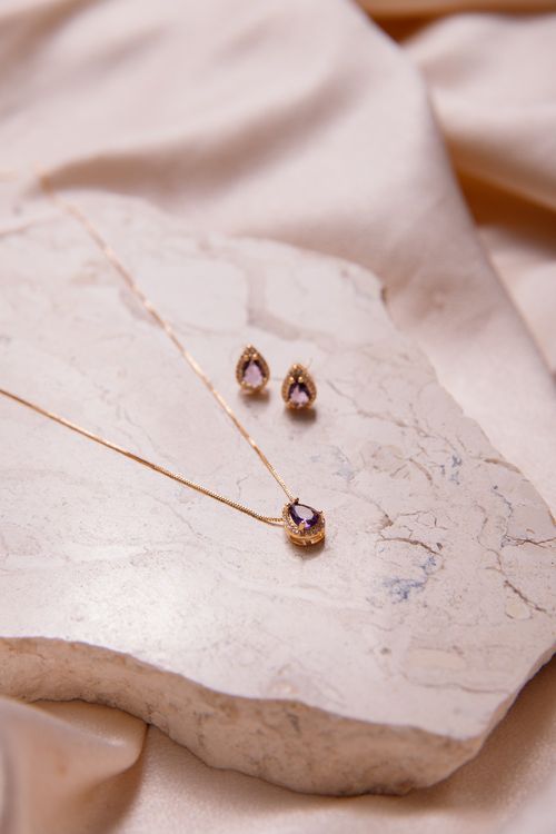 Conjunto Pedra Gota Volta Cravejada