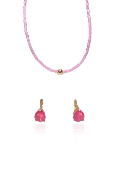 Conjunto Pedra Gota Cristais