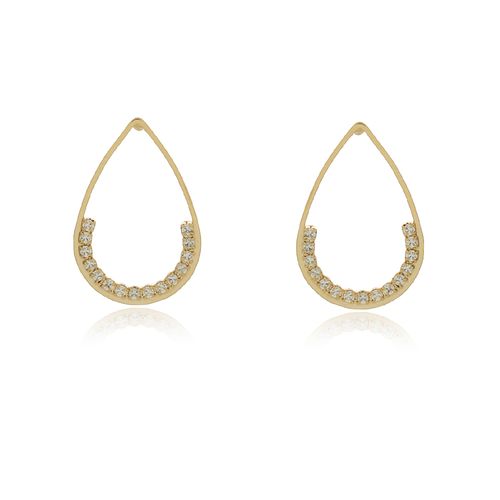 Brinco Gota Vazada Meio Cravejado