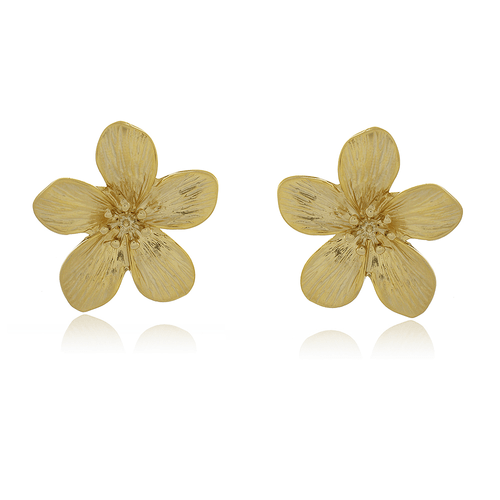 Brinco Flor Pétala  Riscada Miolo Bolinha