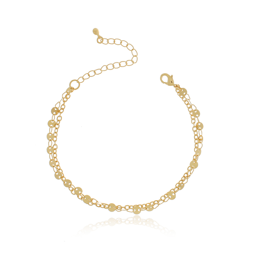 Pulseira Dupla Corrente Círculos Lisos