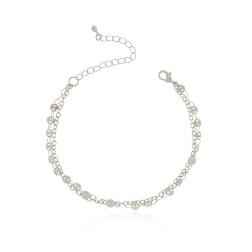 Pulseira Dupla Corrente Círculos Lisos